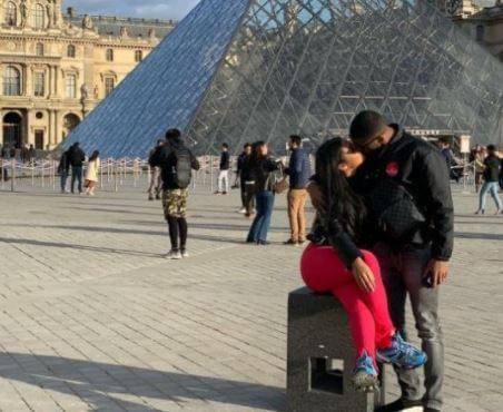 Georginio Wijnaldum with his girlfriend Mirella Pereira in Paris.